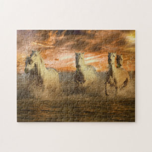 Puzzle-White Horses Jigsaw Puzzle
