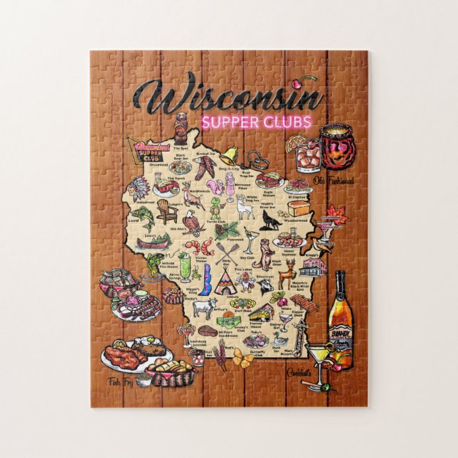 Puzzle -Wisconsin Supper Club Map (Vertical)
