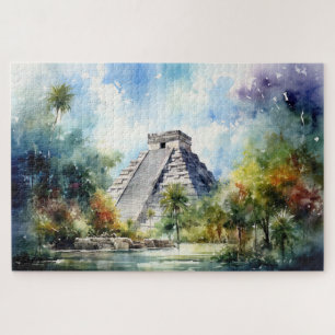 Puzzle with Chichen Itza, Mexico.