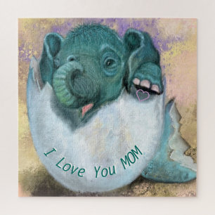 Puzzle with Elephant In Egg - I Love You MOM