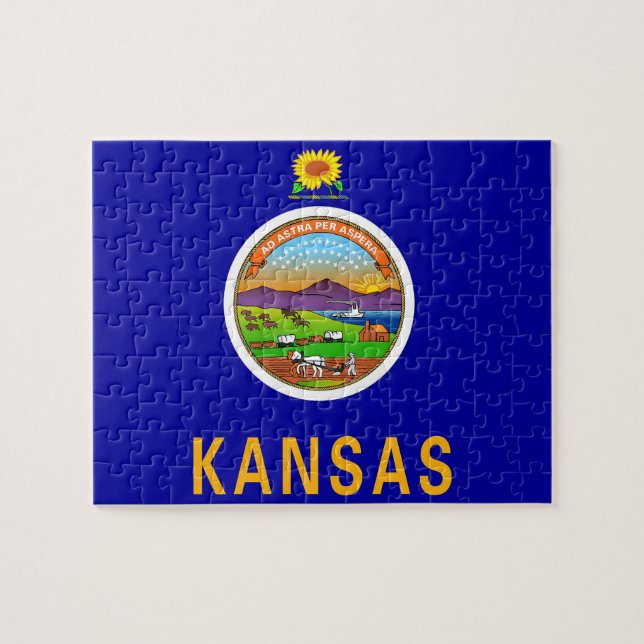Puzzle with Flag of Kansas State (Horizontal)