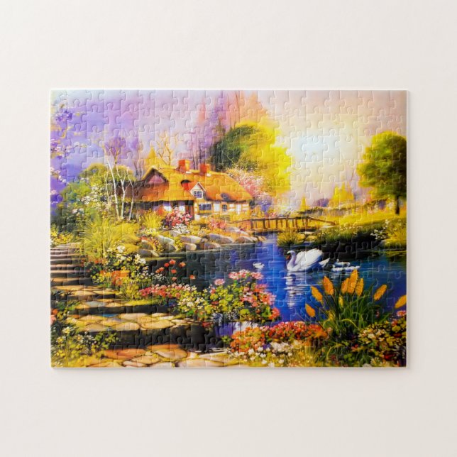 Puzzle with Gift Box - - Landscape painting (Horizontal)