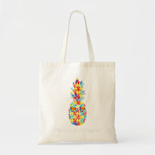 Puzzle with Pineapple graphic for April, The Autis Tote Bag