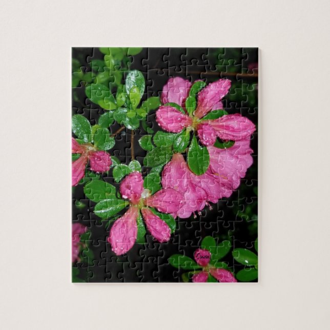 Puzzle with pink flowers after the rain (Vertical)