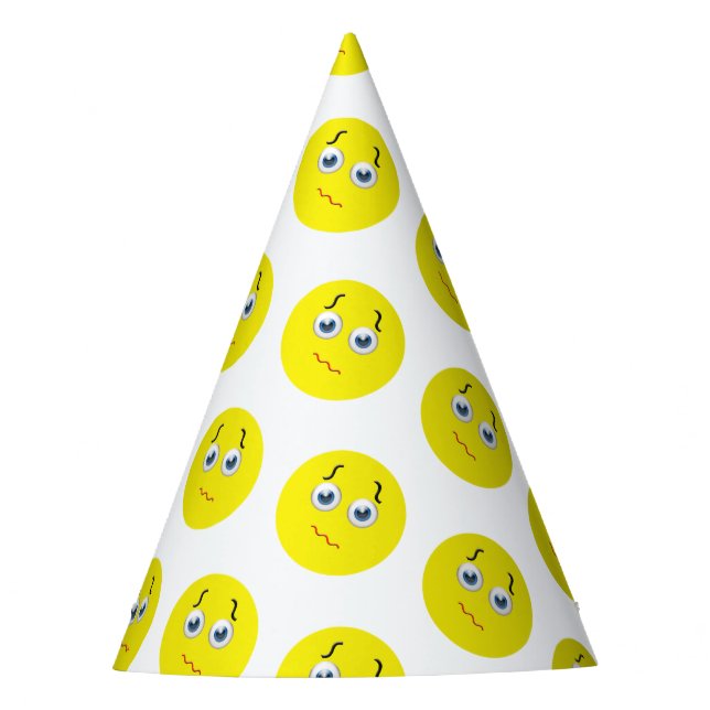 Puzzled Confused Emoji Party Hat (Front)