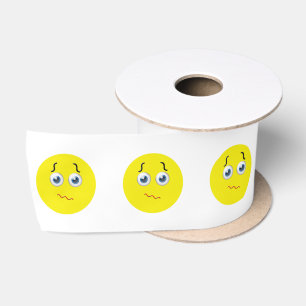 Puzzled Confused Emoji Satin Ribbon