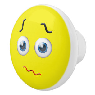 Puzzled Face Emoji Ceramic Knob