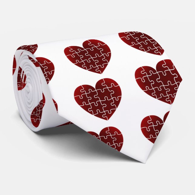 Puzzled Hearts Tie (Rolled)
