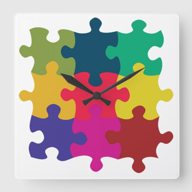 Puzzled Square Wall Clock (Front)