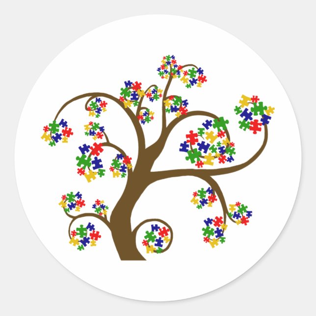 Puzzled Tree of Life Classic Round Sticker (Front)