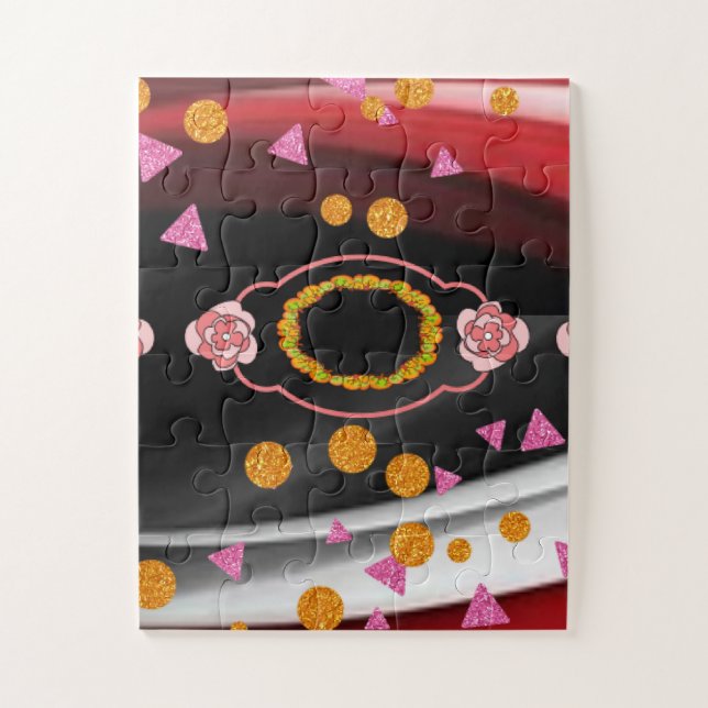 Puzzles Abstract Red Black White (Vertical)