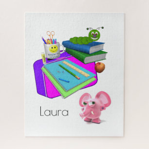 Puzzles Back to School Pink Pig Worm