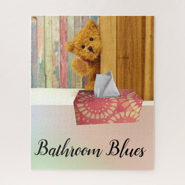 Puzzles Bathroom Blues Teddy Bear (Vertical)