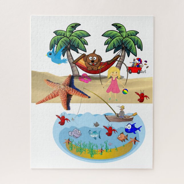 Puzzles Beach Fishing Ocean Sand Crabs (Vertical)