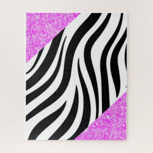 Puzzles Black & White Leopard Purple Pattern