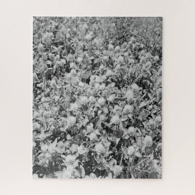 Puzzles Black & White Vintage Flowers Print  (Vertical)