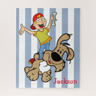 Puzzles Blue & White Stripe Dog Bone Boy