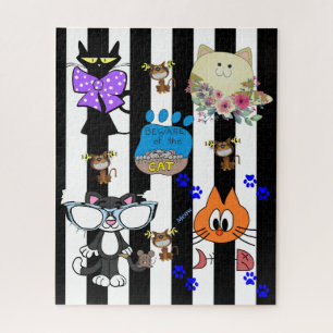 Puzzles Cats Kittens Feline Fish BonesBlack Stripe
