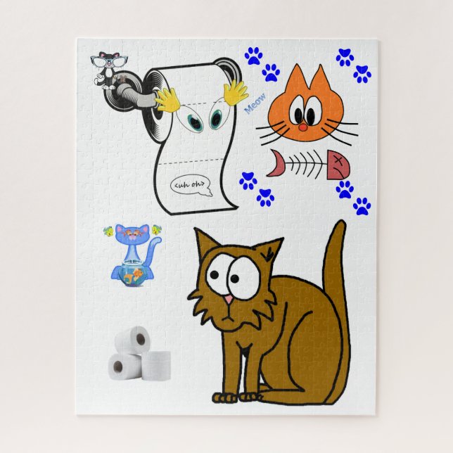 Puzzles Cats Kittens Fish Bones Toilet Paper (Vertical)