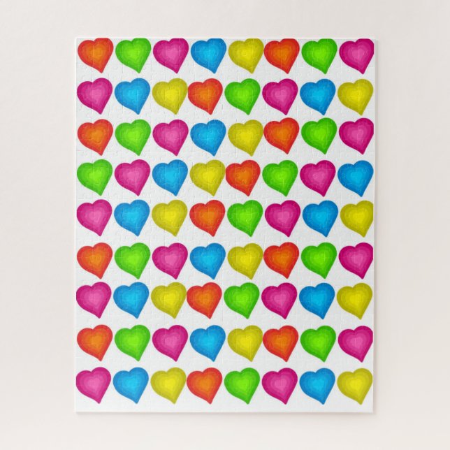 Puzzles Coloured Hearts (Vertical)
