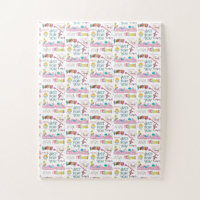 Puzzles Colourful Happy Birthday Friends Family  (Vertical)