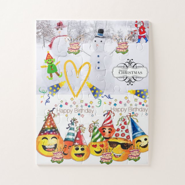 Puzzles Colourful Happy Birthday Merry Christmas (Vertical)