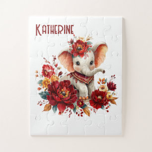 Puzzles Cute Floral Terracotta Elephant 