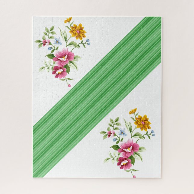 Puzzles Floral Green Stripe (Vertical)
