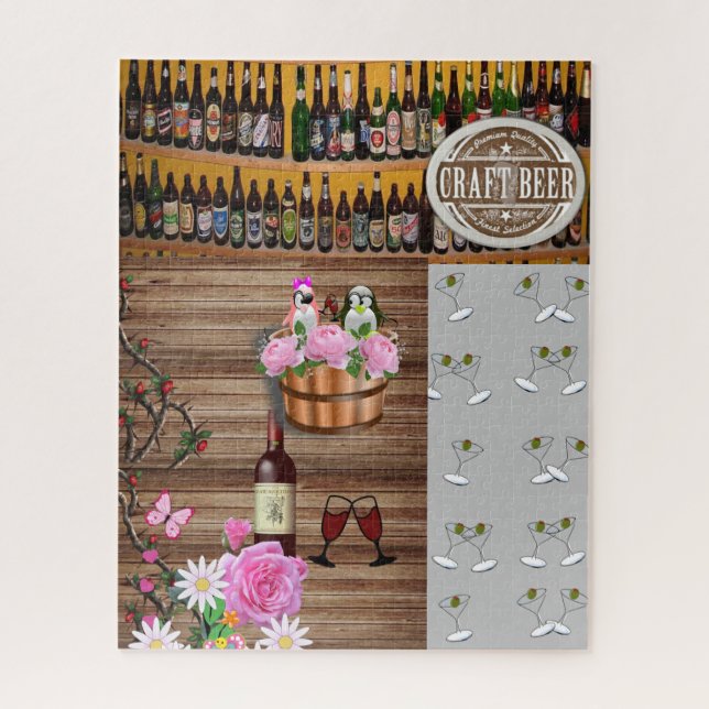 Puzzles Gray Martini Glasses Beer Floral Wine (Vertical)