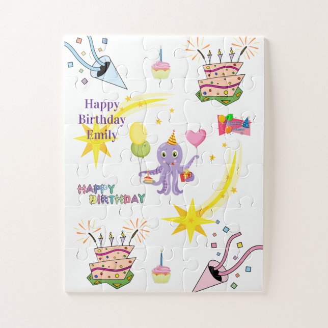 Puzzles, Happy Birthday Octopus Cupcake Jigsaw Puzzle (Vertical)