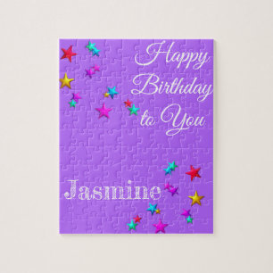 Puzzles Happy Birthday Purple Stars