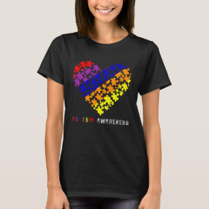 Puzzles Heart Love Autism Awareness Mum Dad Boy T-Shirt