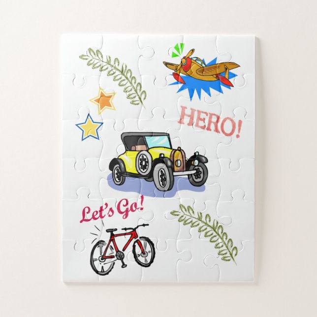 Puzzles Hero Bicycle Car Aeroplane  (Vertical)