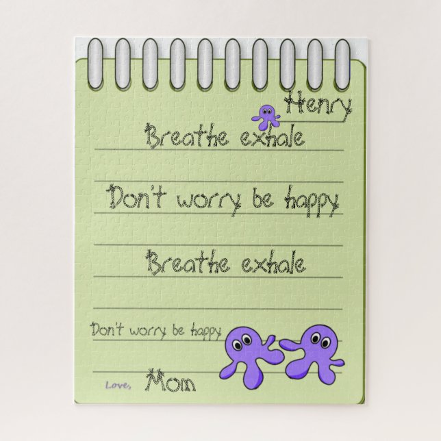 Puzzles Octopus Breathe Exhale Don't worry b happy (Vertical)