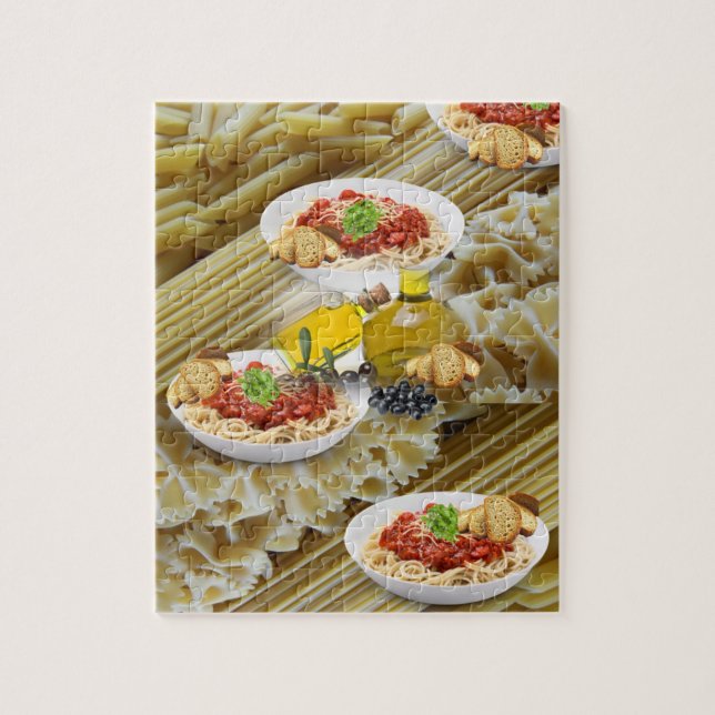 Puzzles Pasta Bread Olive Oil Olives (Vertical)
