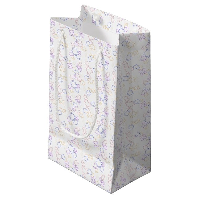 Puzzles - Pastel Outline White Background Small Gift Bag (Front Angled)