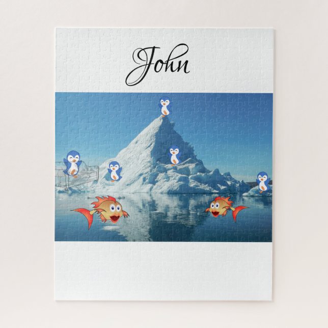 Puzzles Penguin Fish Happy Valentine (Vertical)