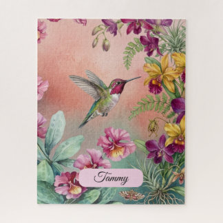 PUZZLES: Personalised Hummingbird and Floral Jigsaw Puzzle