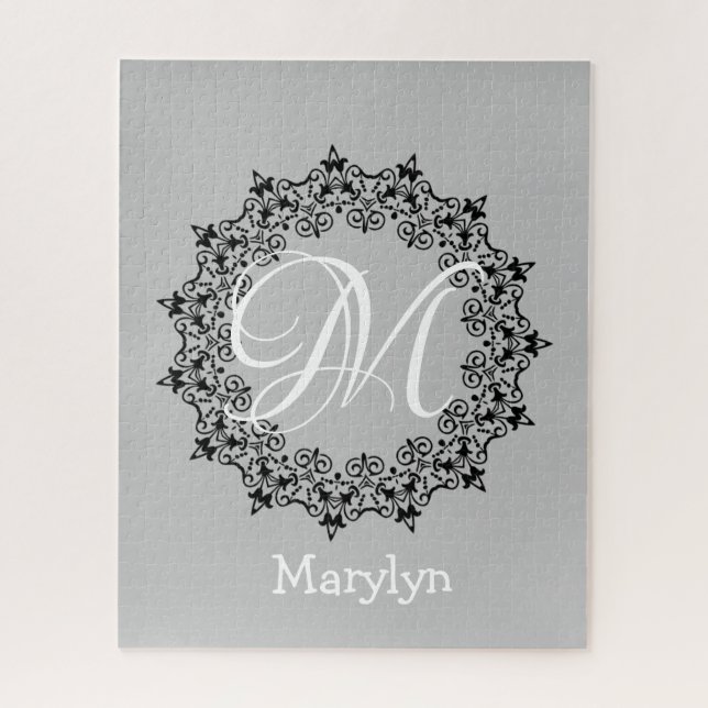 Puzzles Pink Floral Monogram (Vertical)