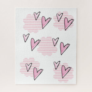 Puzzles Pink Hearts Valentine's Day