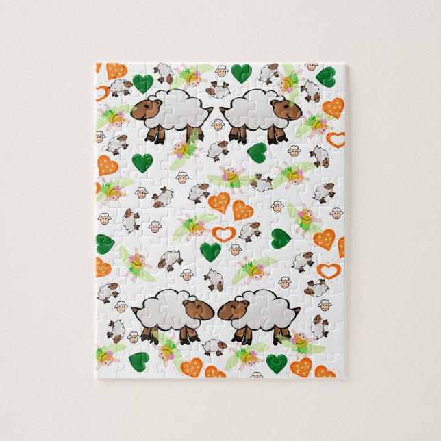 Puzzles Sheep Orange Hearts Fairy (Vertical)