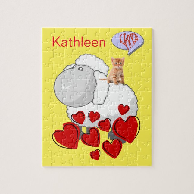 Puzzles Sheep Red Hearts (Vertical)