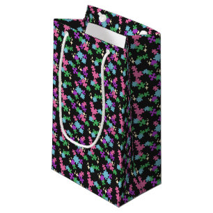Puzzles - Summer Colour Outline Black Background Small Gift Bag