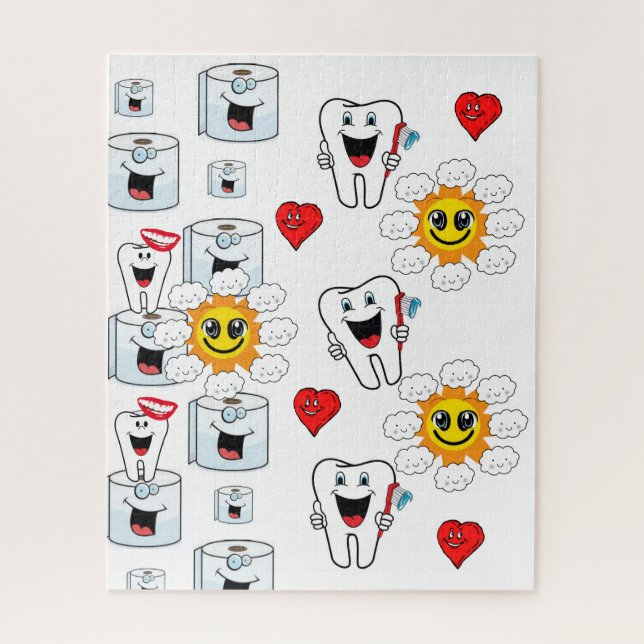 Puzzles Toilet Paper Teeth Toothbrush Hearts Sun  (Vertical)