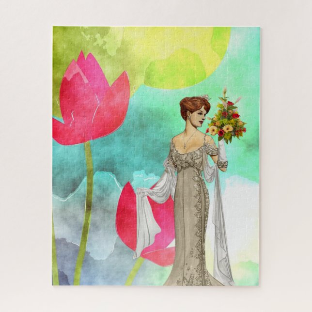 Puzzles Vintage Woman Floral (Vertical)