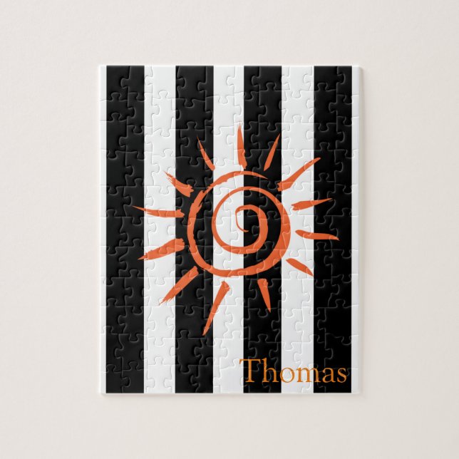 Puzzles White and Black Stripe Sun (Vertical)