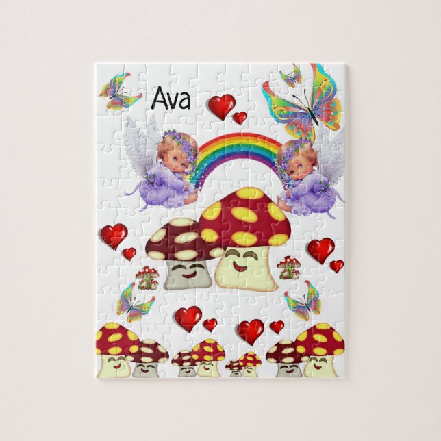 Puzzles White Angel Mushrooms Butterfly (Vertical)