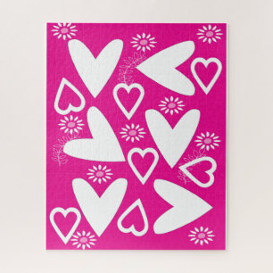 Puzzles White Hearts Happy Valentine's Day