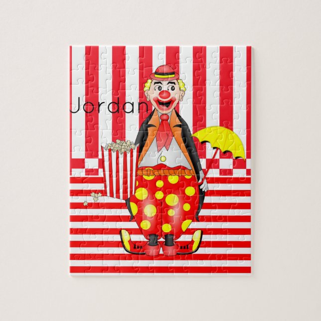 Puzzles White Red Stripe Clown Popcorn (Vertical)