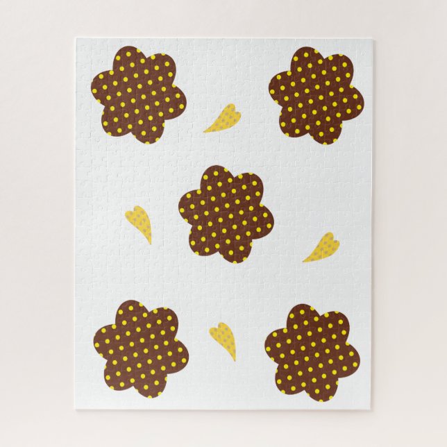 Puzzles Yellow & Brown Flowers Hearts (Vertical)